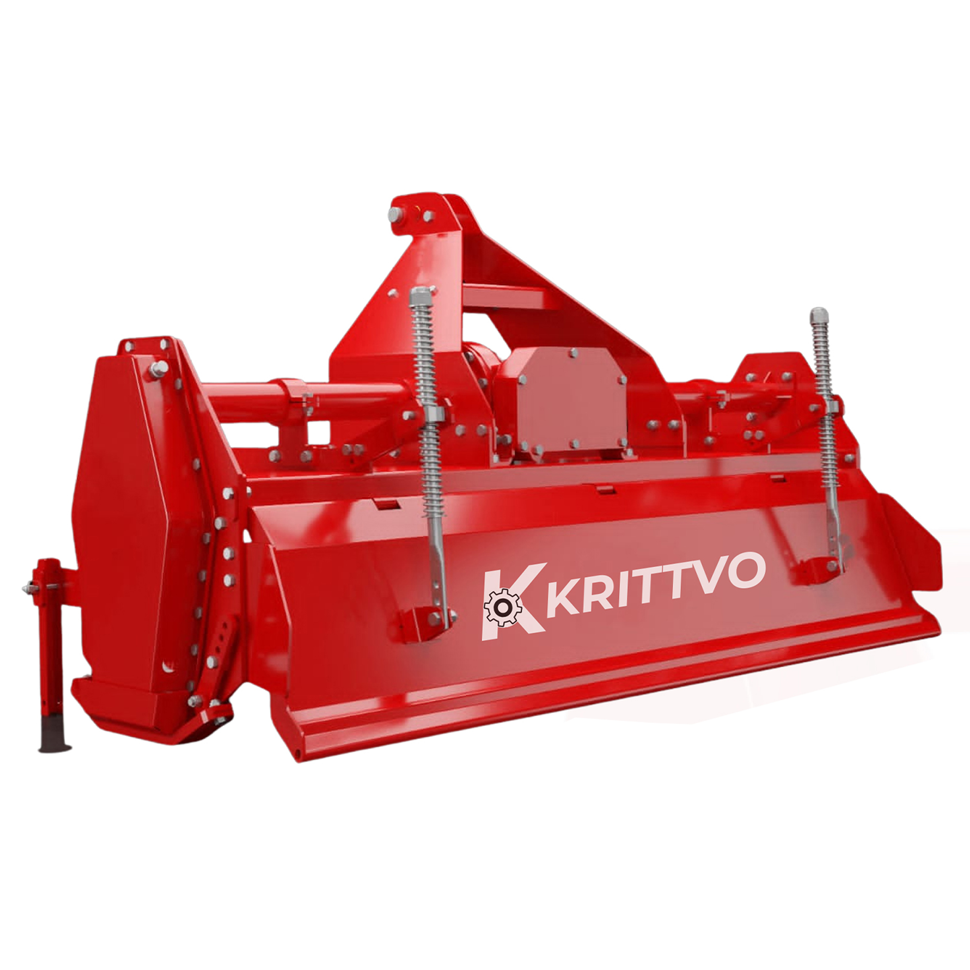KRITTVO ROTARY TILLERS are heavy-duty, PTO-driven rotary tillers engineered for fast, uniform soil preparation with long-lasting performance in demanding field conditions. Salient Features High quality boron steel blades High-tensile graded fasteners Heavy-duty gearbox Powder-coated paint for durability Flexible heavy duty damper spring assembly Ensures smooth operation in various soil types Provides ease of working in all type of cultivation Suitable for puddling due to improved soil churning